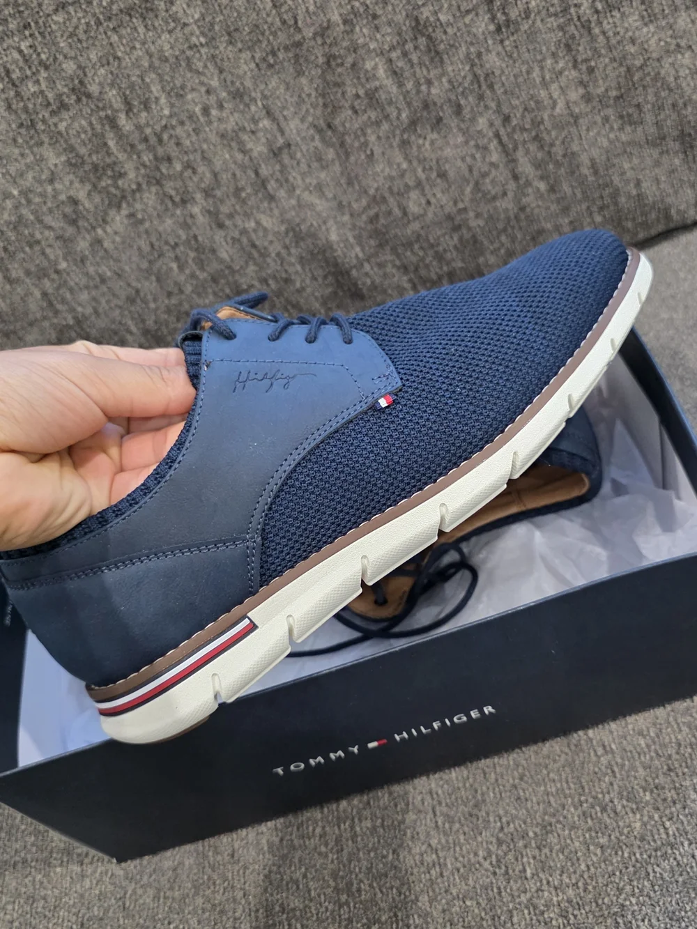 Tommy Hilfiger Men’s Navy Knit Casual Derby Shoes